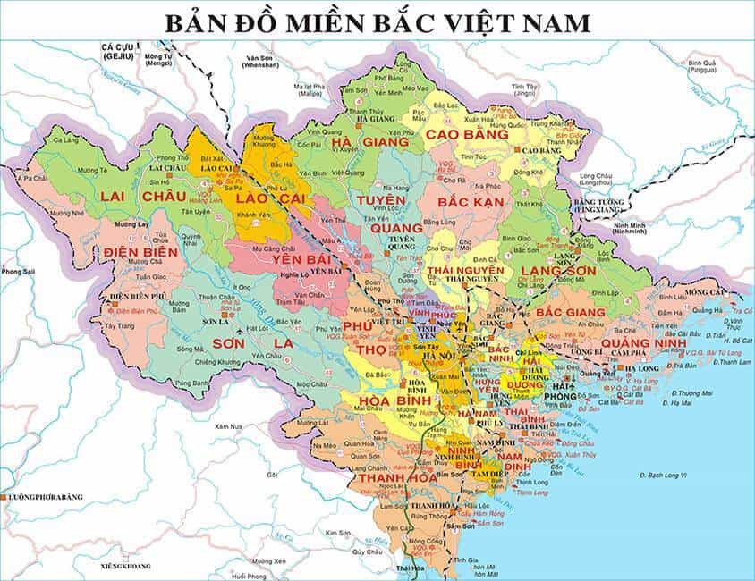 Bản đồ các tỉnh miền Bắc