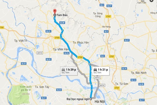 Du lịch Tam Đảo 2 ngày - bản đồ