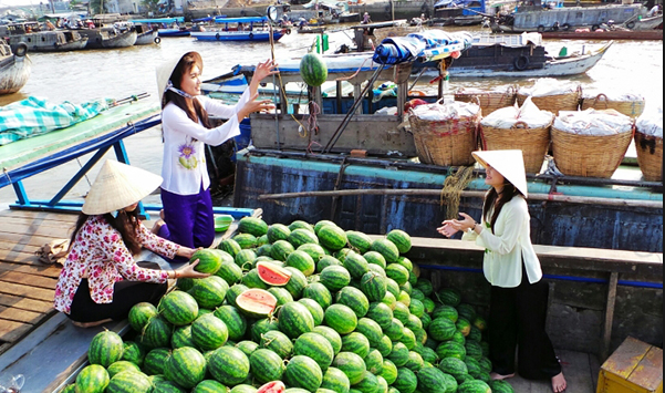 Chợ đầu mối, buôn bán hoa quả tươi