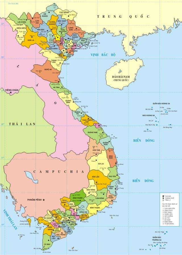 Bản đồ các tỉnh thành việt nam