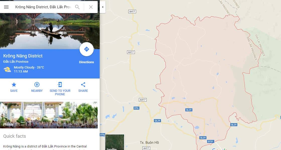 Bàn đồ Google của khu du lịch Krông Năng. (Ảnh ST)