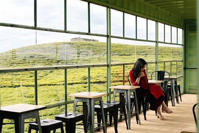 Cafe container tại đồi chè Cầu Đất 01