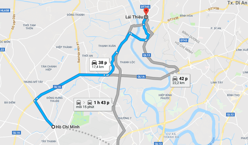 Bản đồ đường đi tới vườn trái cây Lái Thiêu Bình Dương Bản đồ đường đi tới vườn trái cây Lái Thiêu Bình Dương