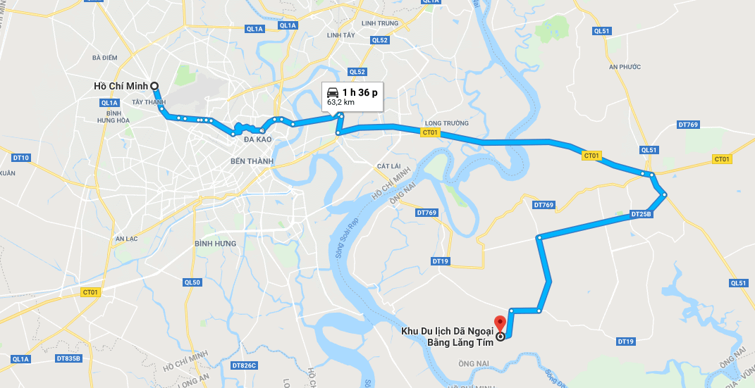Bản đồ đường đi tới khu du lịch sinh Bằng Lăng Tím Bản đồ đường đi tới khu du lịch sinh Bằng Lăng Tím