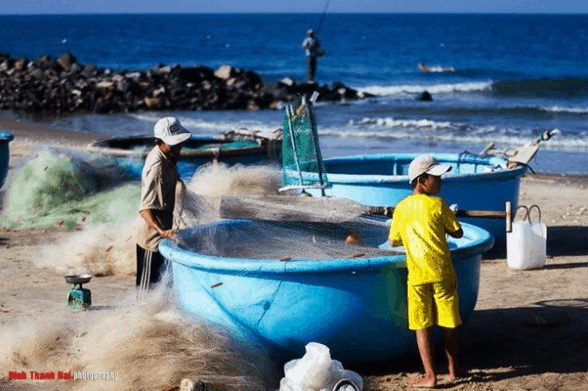 Hình ảnh chăm chỉ của người dân làng chài