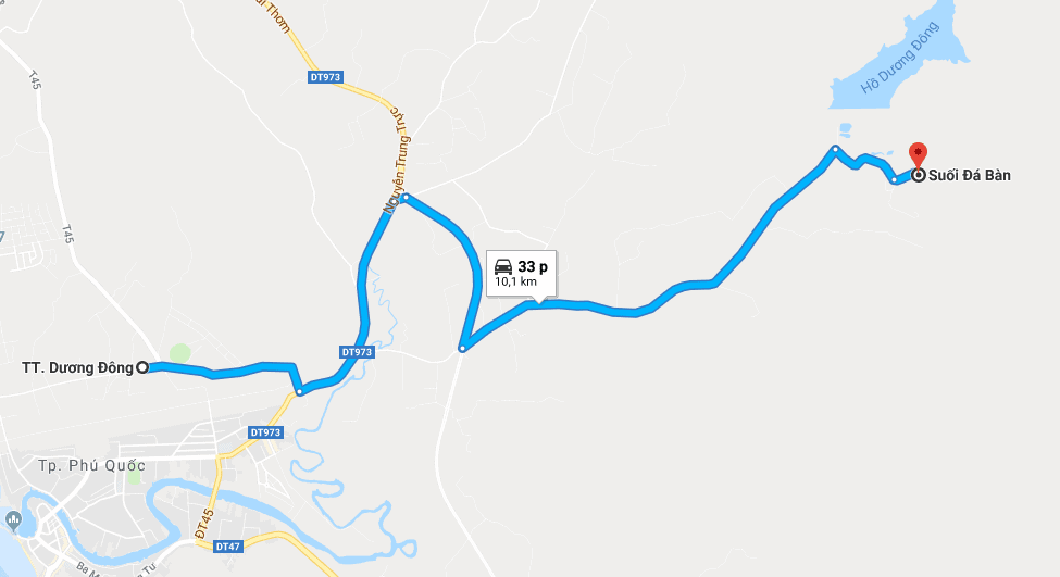 Bản đồ đường đi tới suối Đá Bàn Phú Quốc Bản đồ đường đi tới suối Đá Bàn Phú Quốc