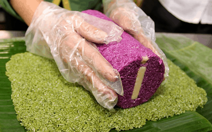 Bánh tét chữ chúc xuân: loại bánh chưng biến tấu độc đáo của người Bến Tre (sưu tầm) bánh chưng biến tấu