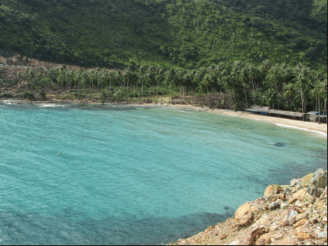 Bờ biển dịu êm, nước xanh trong
