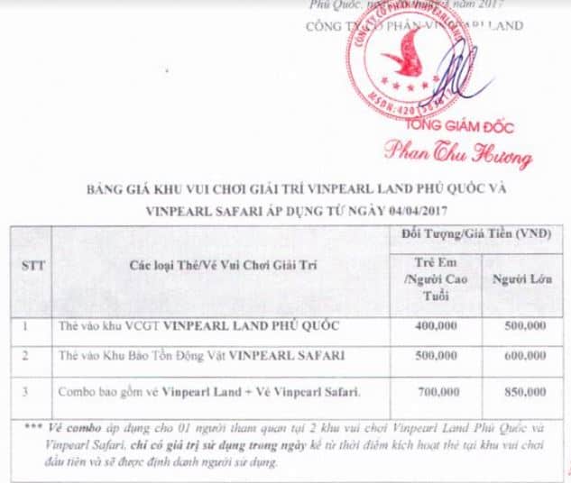 giá vé vui chơi Vinpearl Phú Quốc
